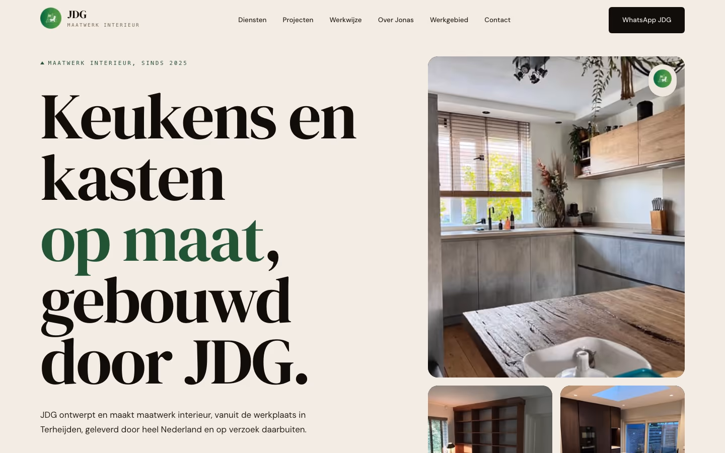 JDG Maatwerk Interieur, de homepage