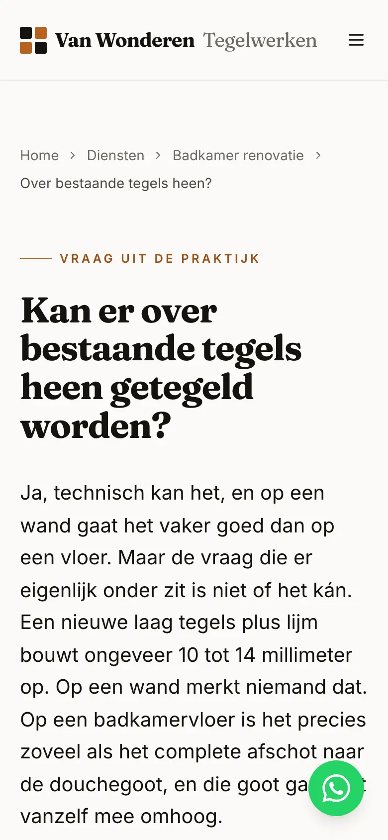 Dezelfde pagina op een telefoon